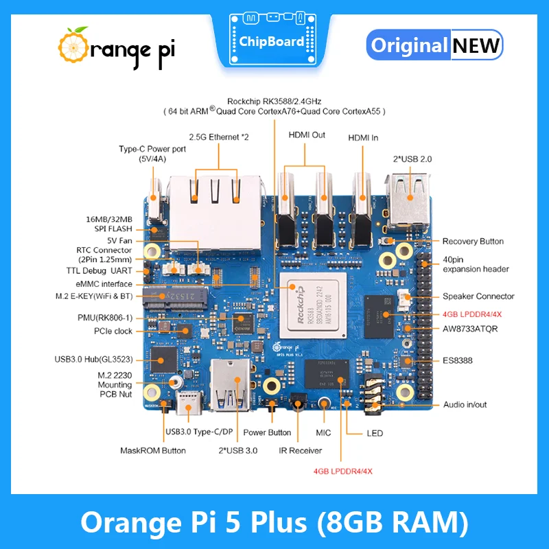 Orange Pi 5 Plus 8GB RAM RK358 - مراجعة Orange Pi 5 Plus 16Gb وسعره