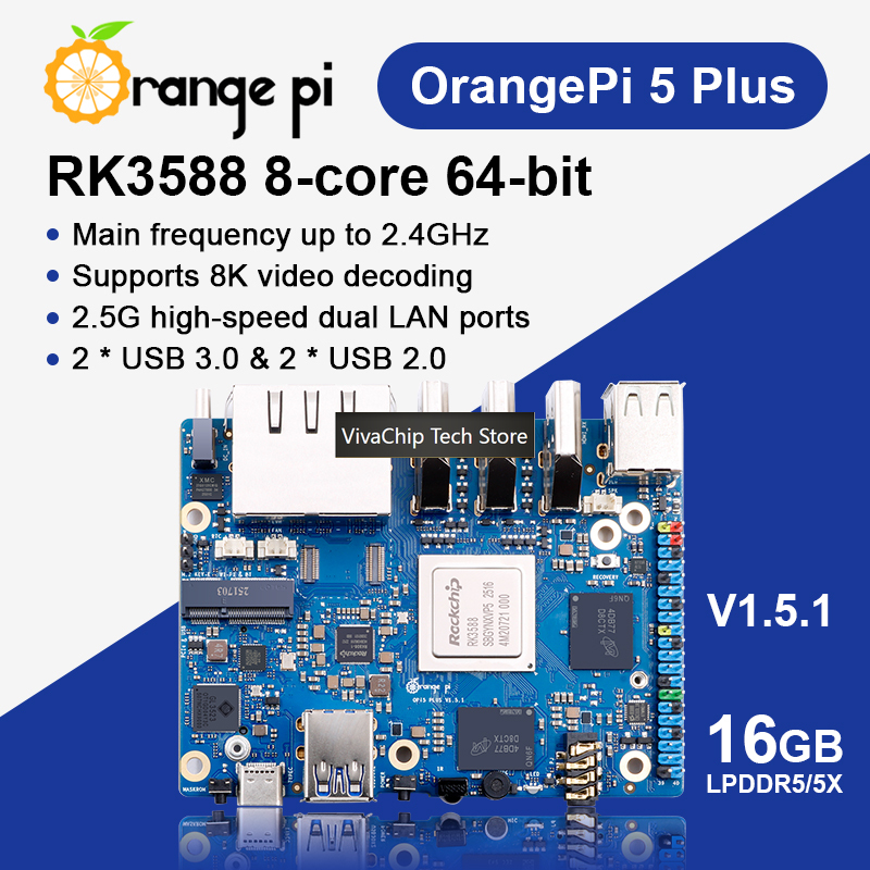 وحدة Orange Pi 5 Plus من VivaC - مراجعة Orange Pi 5 Plus 16Gb وسعره