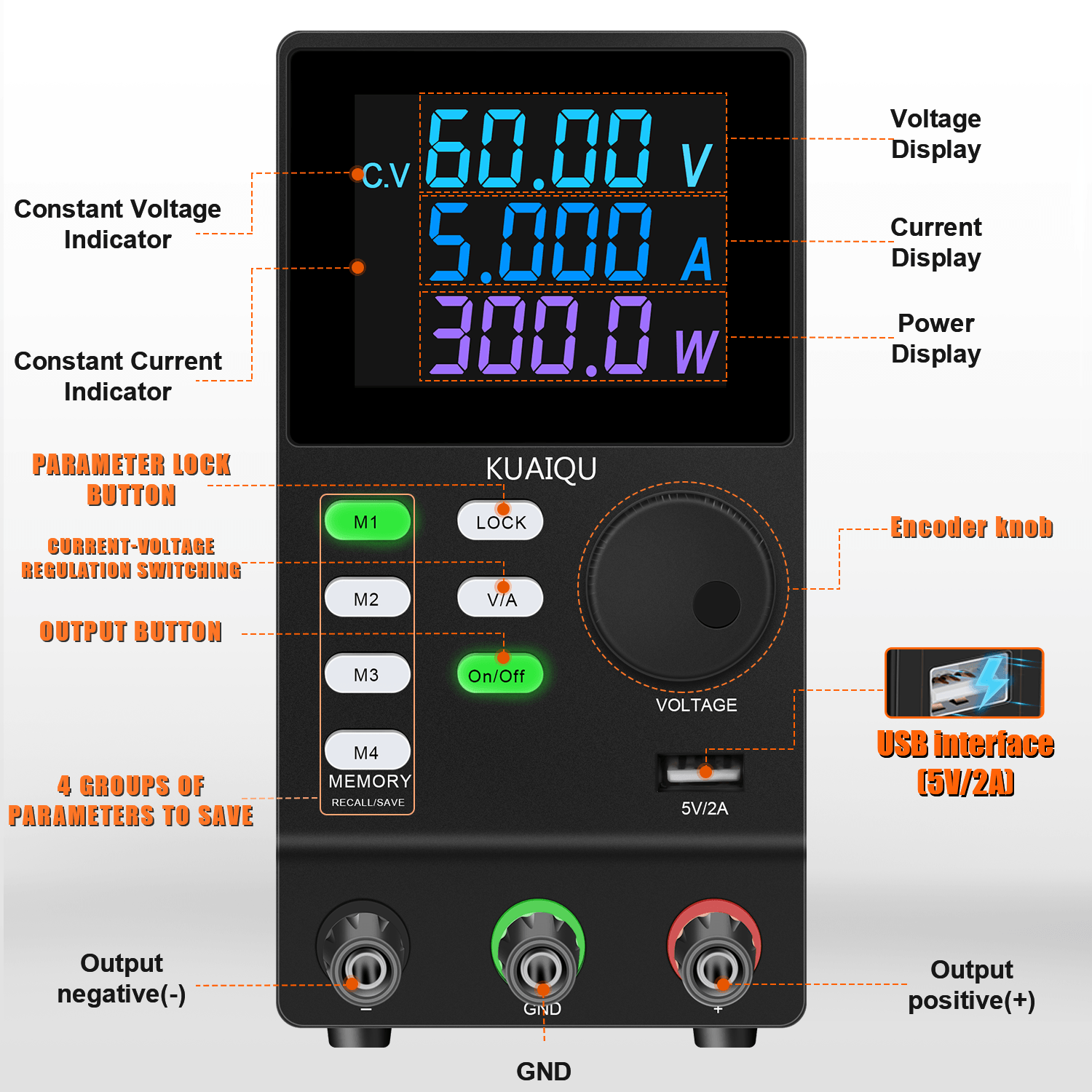 KUAIQU SPPS605D-232 300 واط قا - مراجعة Programmable Dc Power Supply 60V 5A وسعره
