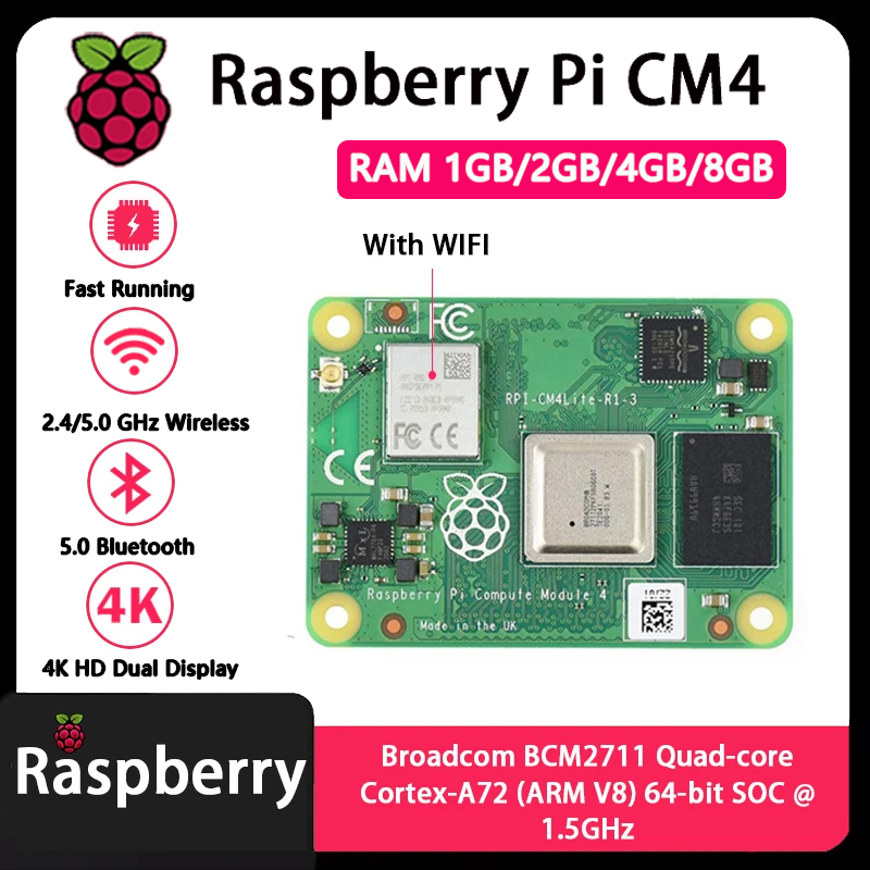 Raspberry Pi CM4 1GB/2GB/4GB/8 - مراجعة Raspberry Pi Compute Module 4 8Gb 32Gb وسعره